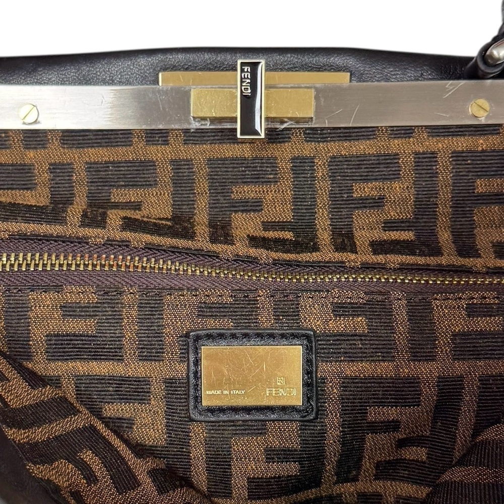 Fendi Peekaboo Large Black Satchel Tote Leather Shoulder Hand Business Handle - Picture 14 of 16